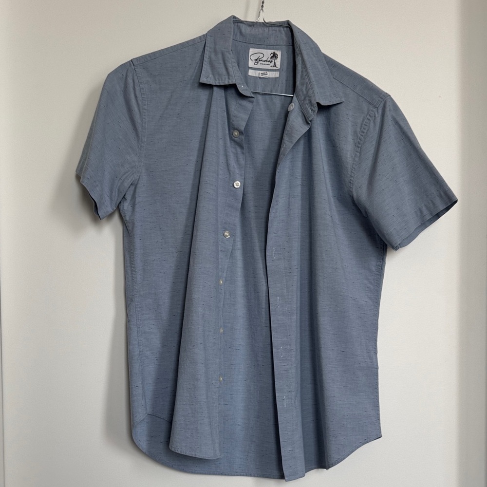 Bonobos Slate Blue Short Sleeve Shirt Size S Slim Fit